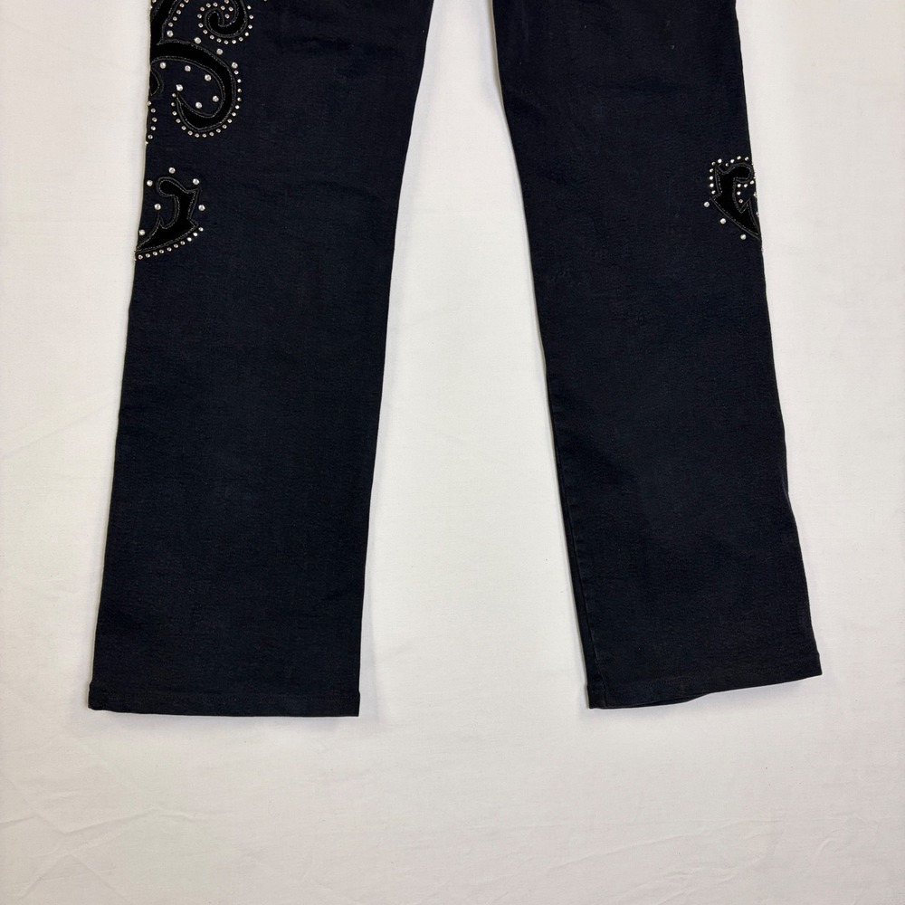 BrazilRoxx Black Rhinestone Y2K Straight Leg Jeans Womens 12 Western - Picture 8 of 11